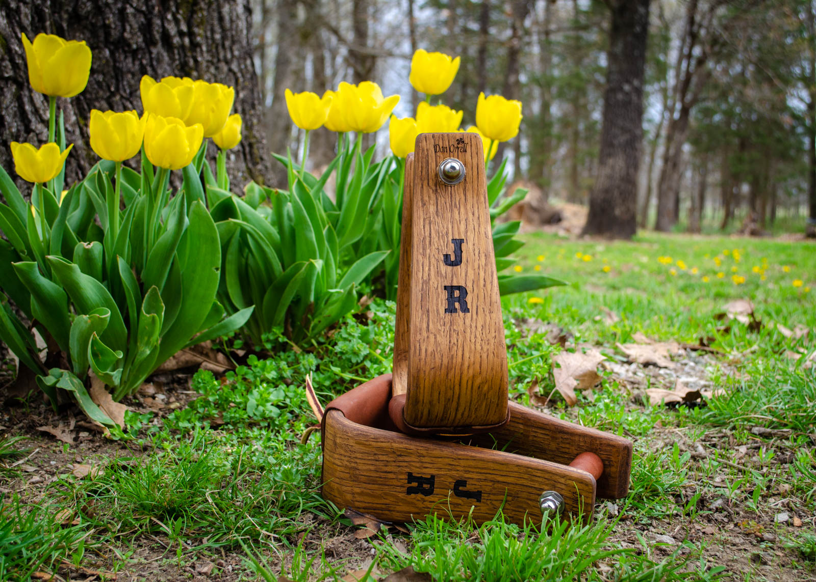 engraved wooden roper stirrups